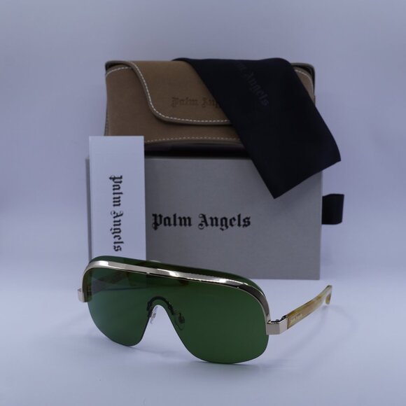 Palm Angels PERI10I KING 2455 Sunglasses Havana Gold Shield Frame, Green Lenses - Picture 11 of 11